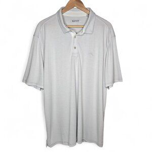 Tommy Bahama Light Grey Polo Shirt Men's Lightweight Tencel Blend Golf XXXL